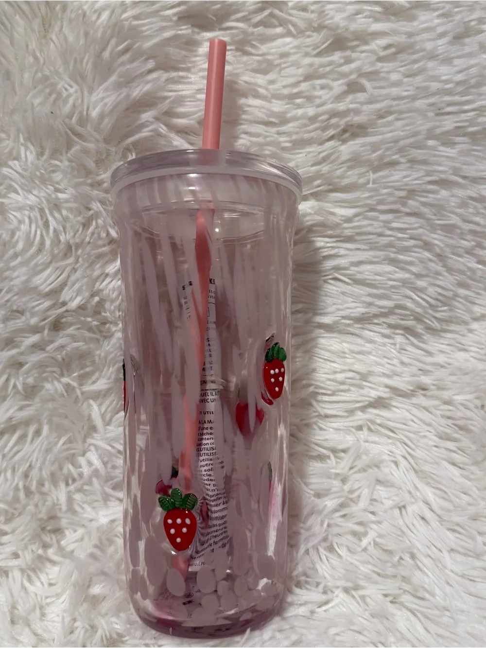 Starbucks Pink Strawberry Glass Tumbler with Pink Straw - Picture 3 of 5